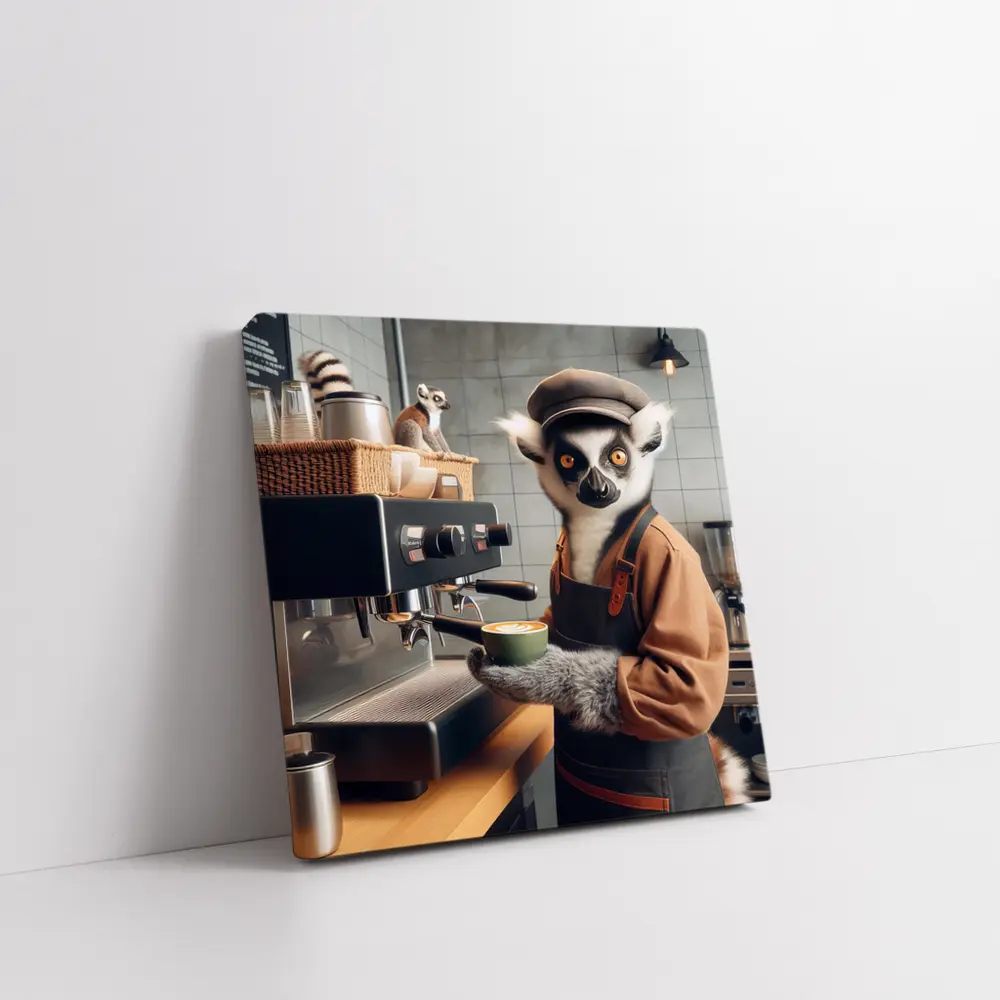 Ring Tailed Lemur Barista Coffee Shop – Wall Art