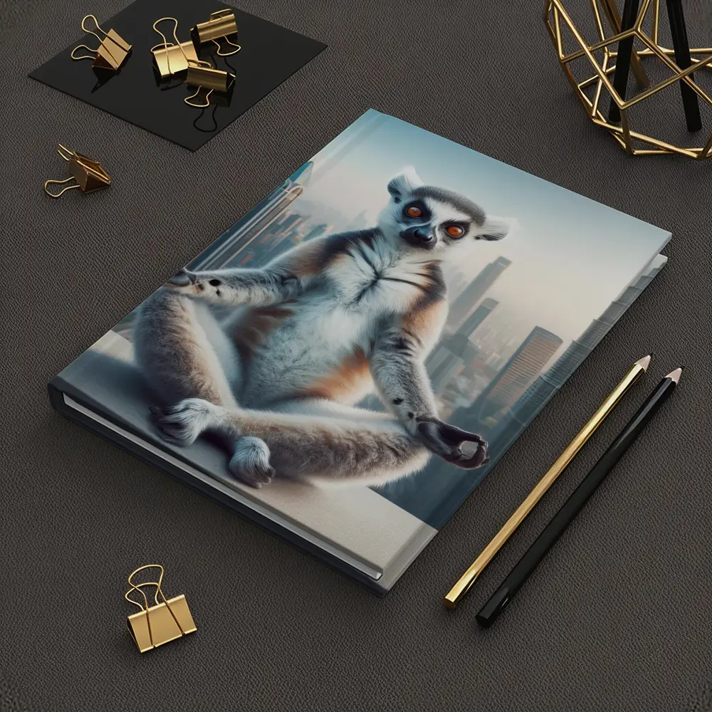 Ring Tailed Lemur Meditating City Skyline – Notebooks