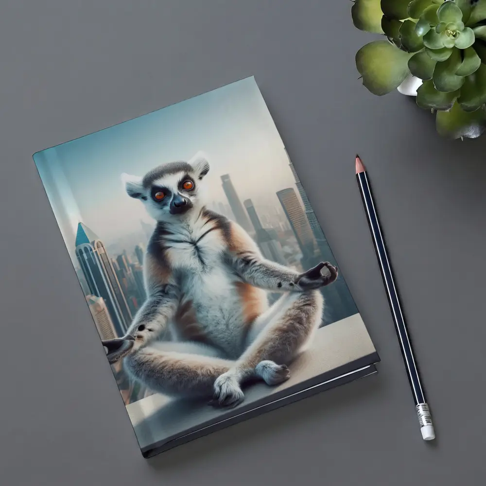 Ring Tailed Lemur Meditating City Skyline – Notebooks