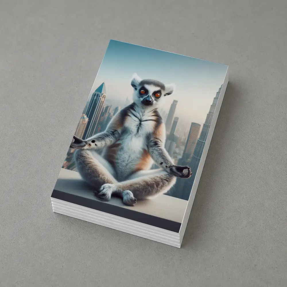 Ring Tailed Lemur Meditating City Skyline – Postcards