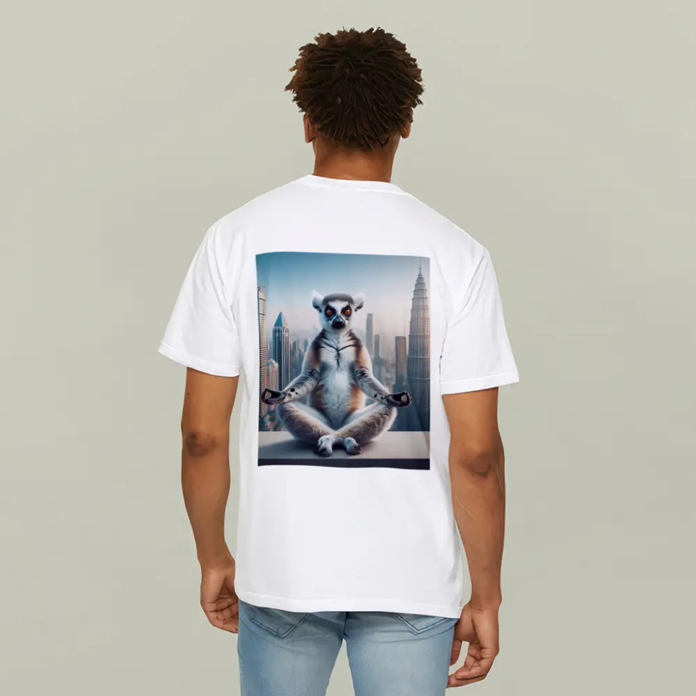 Ring Tailed Lemur Meditating City Skyline – T-Shirts