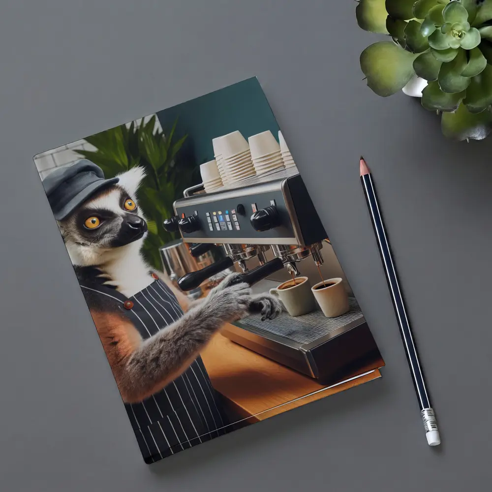 Ring Tailed Lemur Barista Making Espresso – Notebooks