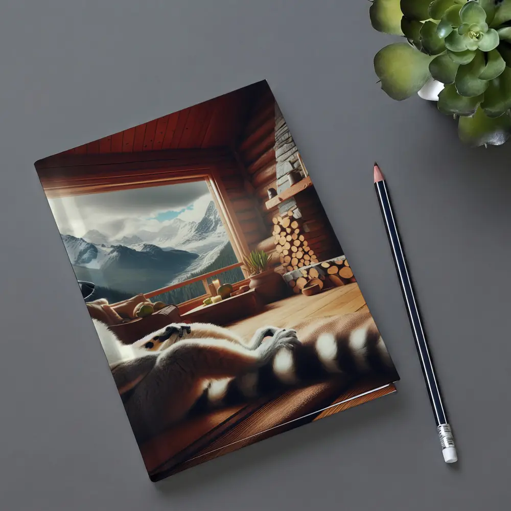 Ring Tailed Lemur Relaxing by Cabin Fireplace – Notebooks