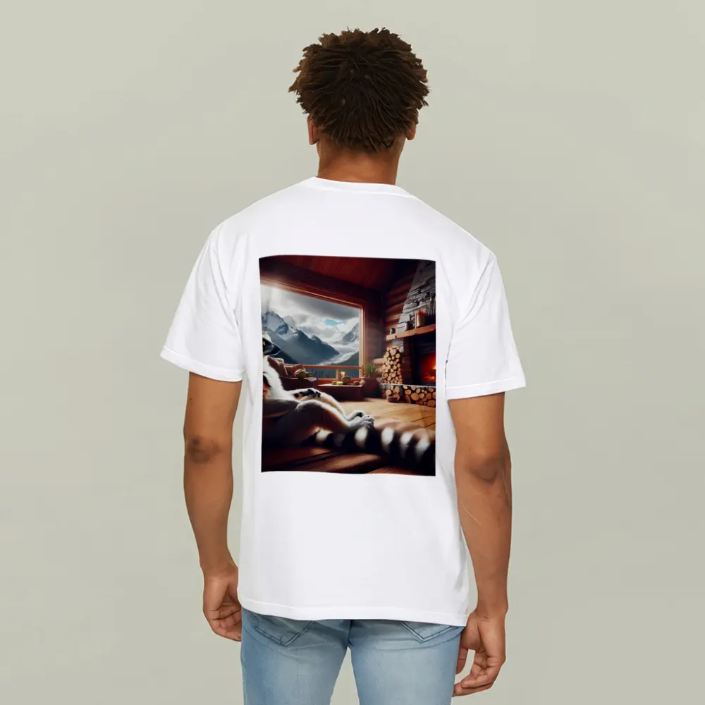 Ring Tailed Lemur Relaxing by Cabin Fireplace – T-Shirts