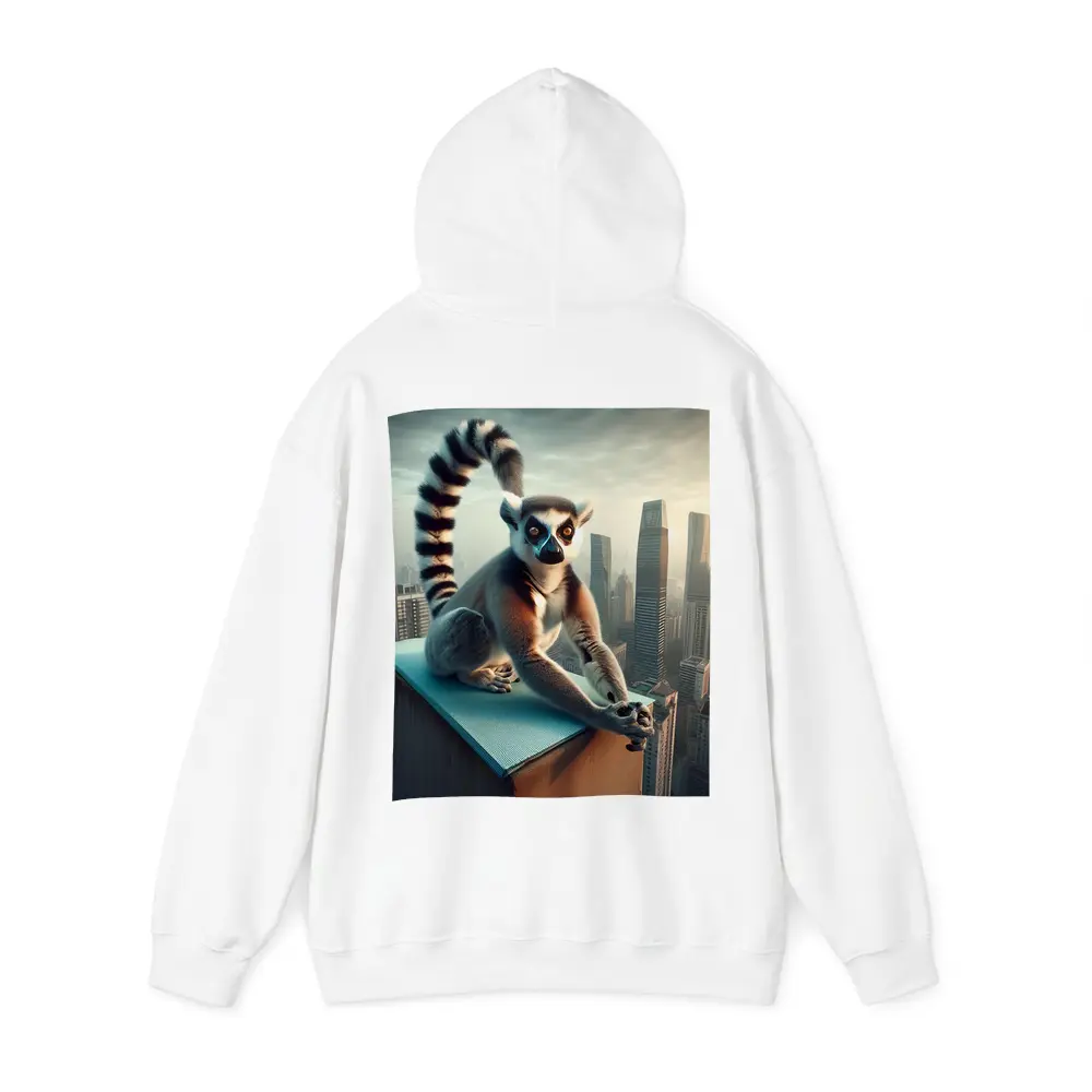 Ring Tailed Lemur Sitting City Skyline – Hoodies