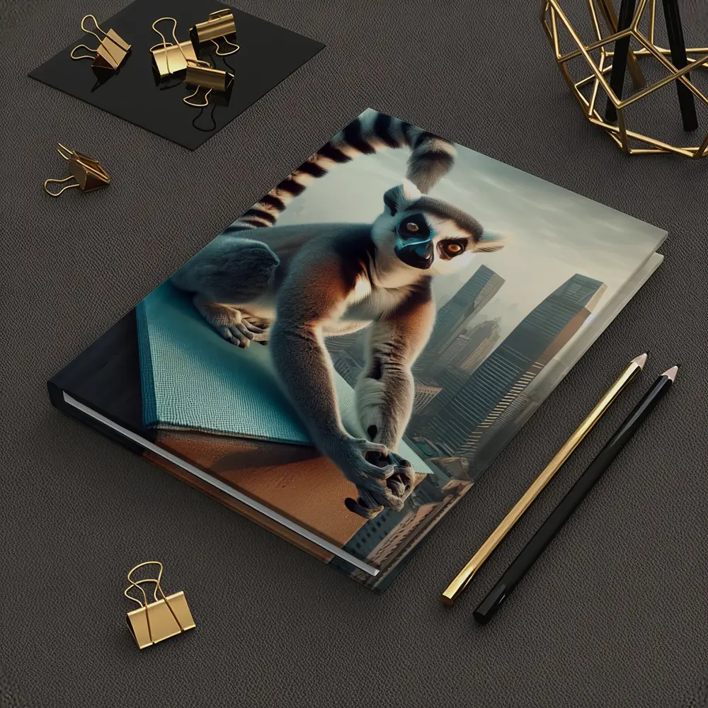 Ring Tailed Lemur Sitting City Skyline – Notebooks