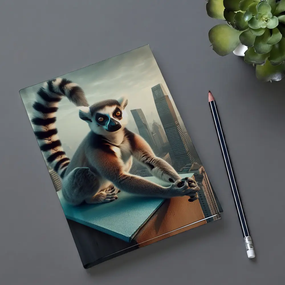 Ring Tailed Lemur Sitting City Skyline – Notebooks