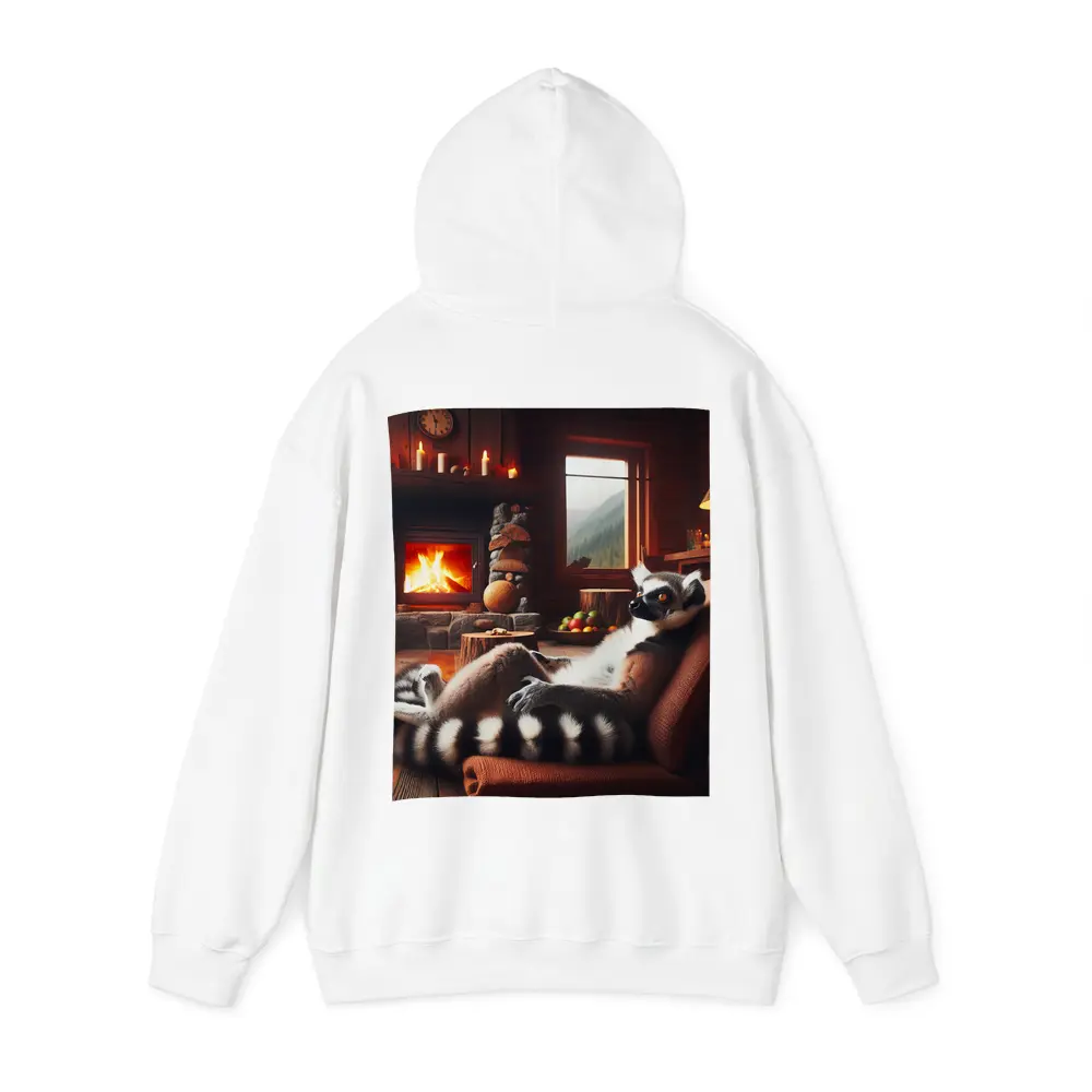 Ring Tailed Lemur Relaxing Cozy Cabin Fireplace – Hoodies