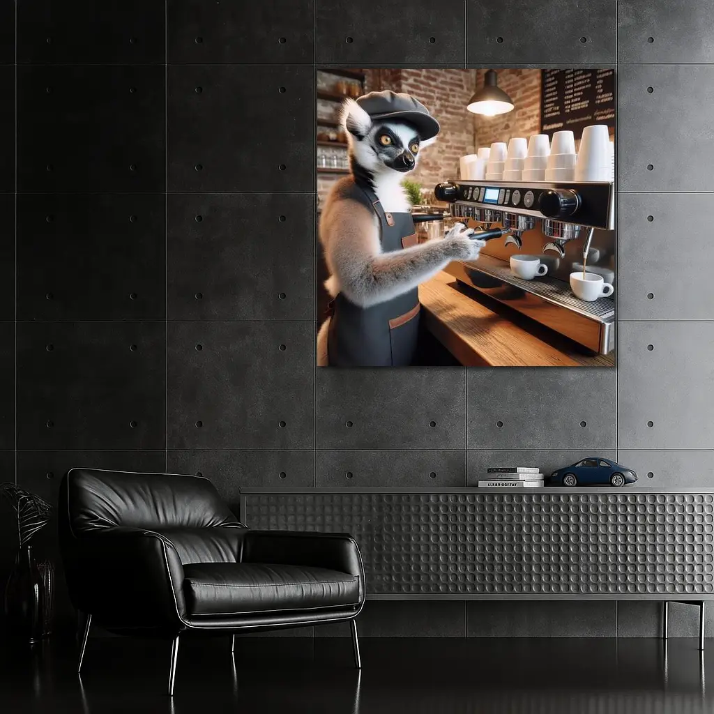 Ring Tailed Lemur Barista Coffee Shop – Wall Art
