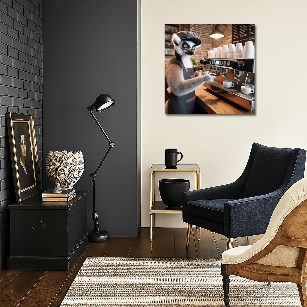 Ring Tailed Lemur Barista Coffee Shop – Wall Art