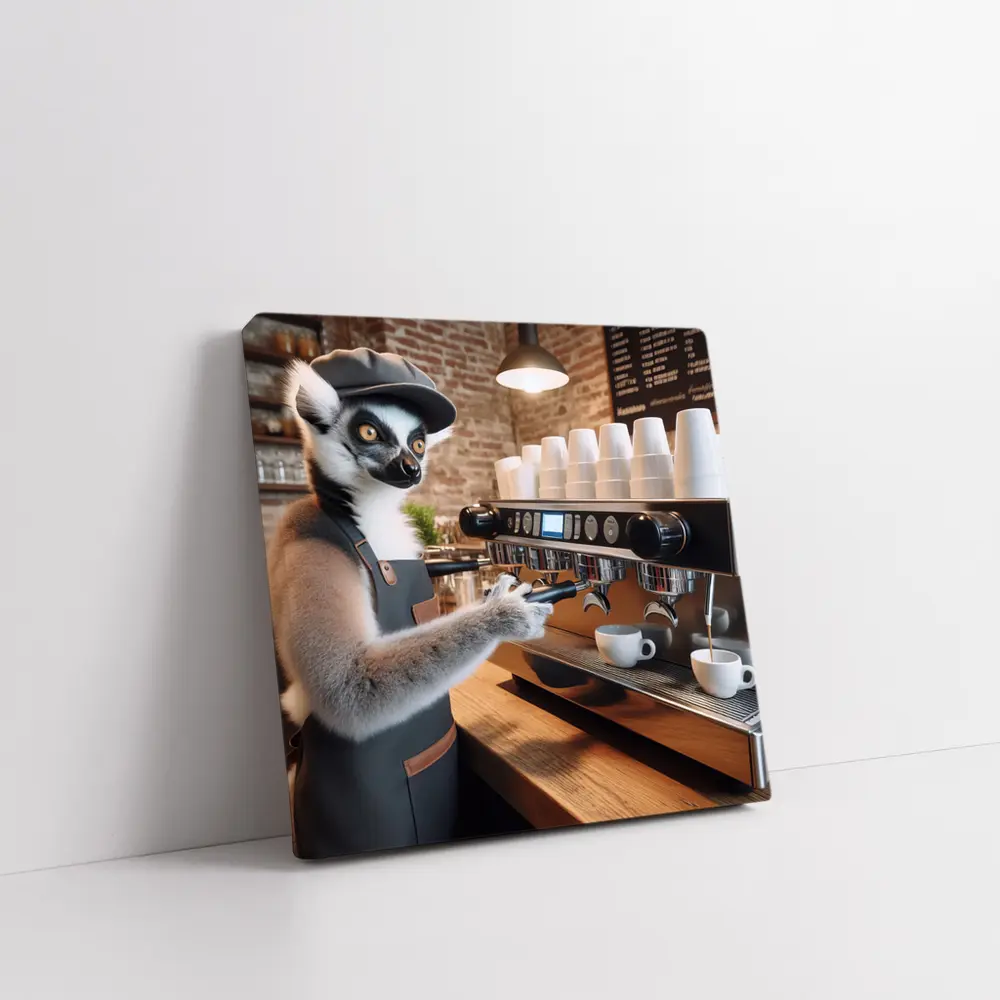 Ring Tailed Lemur Barista Coffee Shop – Wall Art