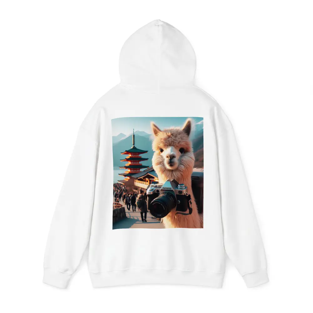 Alpaca Tourist Holding Camera Japan Pagoda – Hoodies