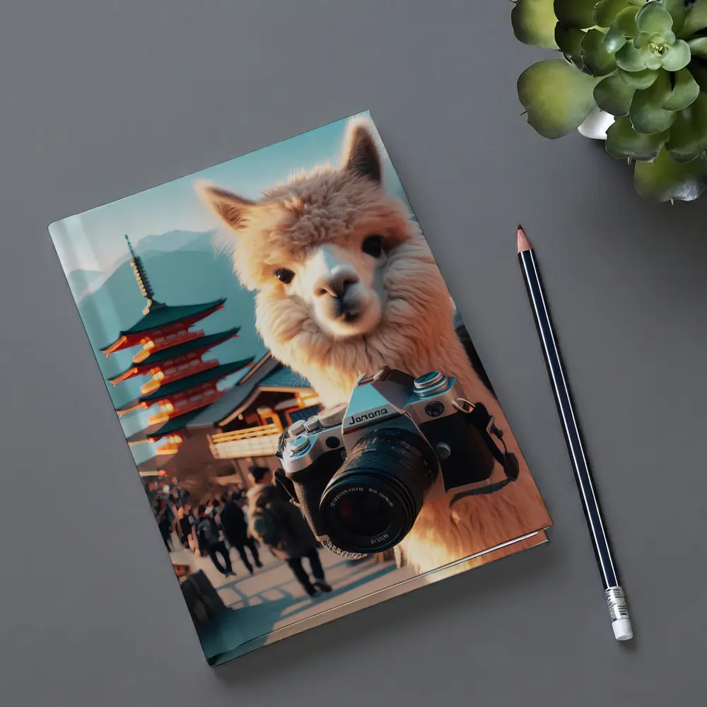 Alpaca Tourist Holding Camera Japan Pagoda – Notebooks