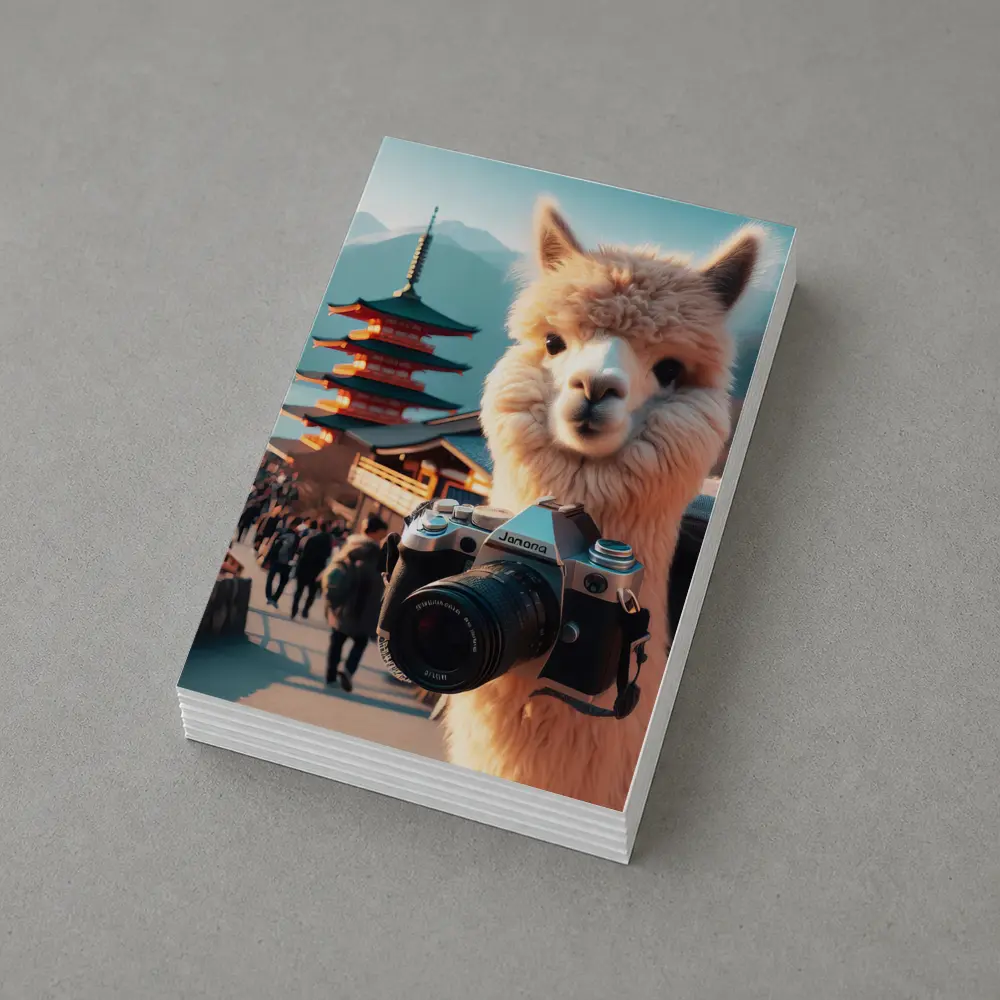 Alpaca Tourist Holding Camera Japan Pagoda – Postcards