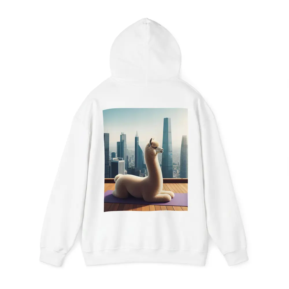 Alpaca Doing Yoga City Skyline – Hoodies