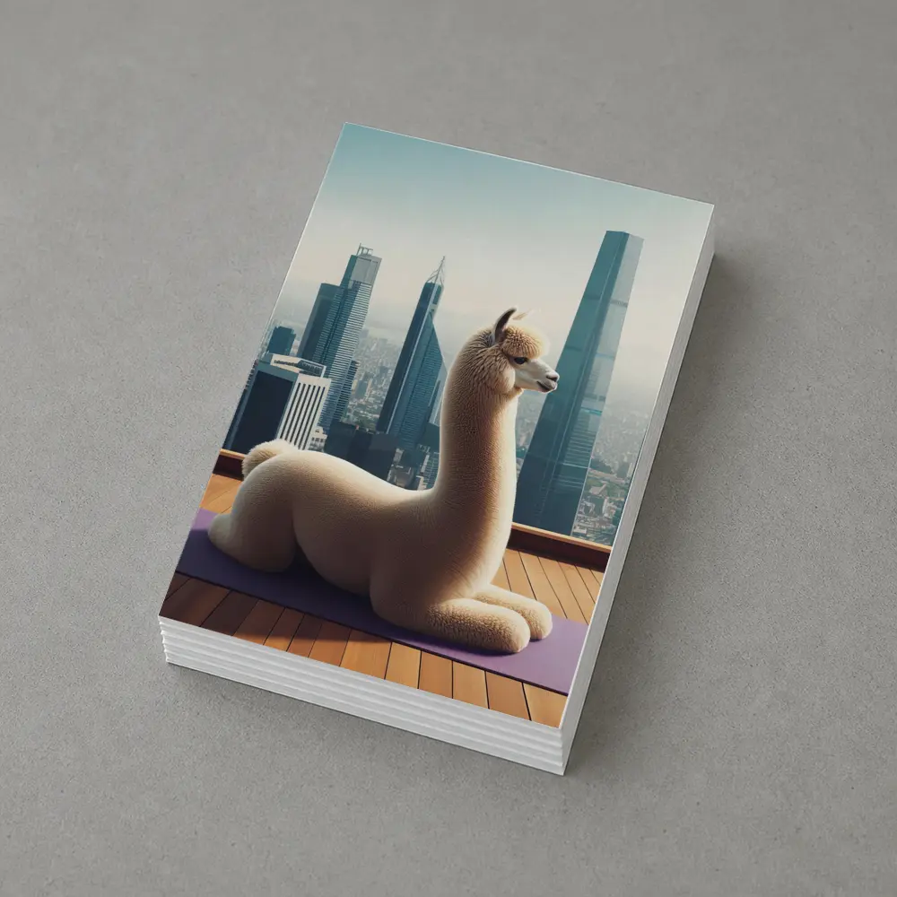 Alpaca Doing Yoga City Skyline – Postcards