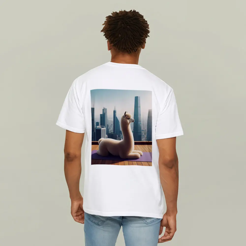 Alpaca Doing Yoga City Skyline – T-Shirts