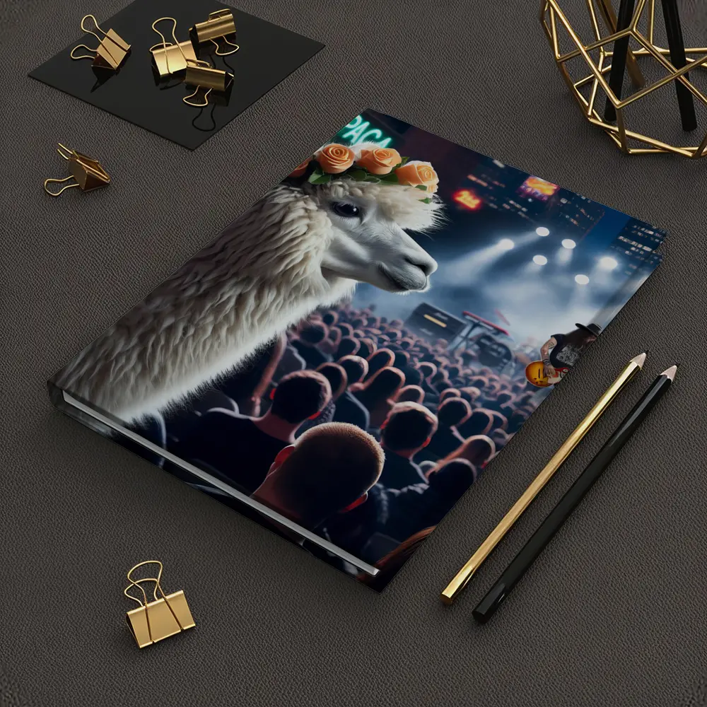 Alpaca With Roses At Rock Concert – Notebooks