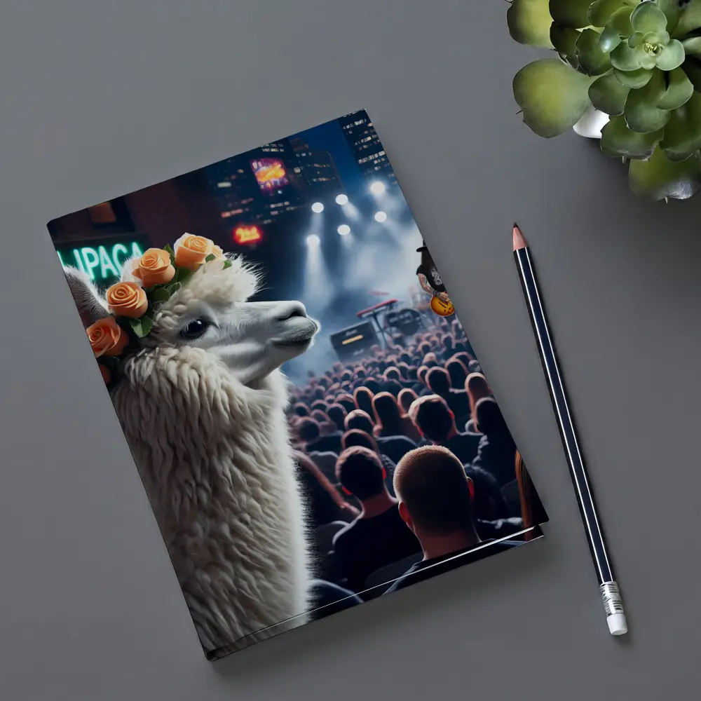 Alpaca With Roses At Rock Concert – Notebooks