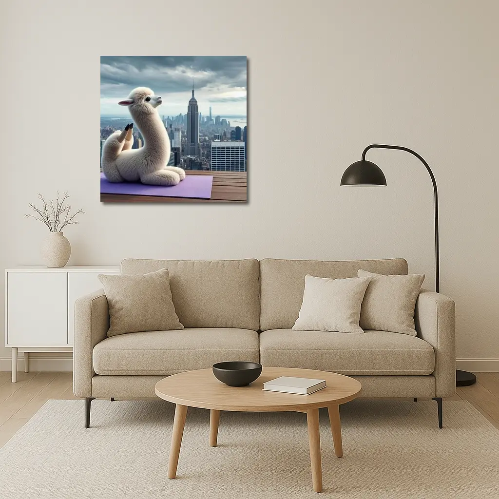 Alpaca Doing Yoga New York City – Wall Art