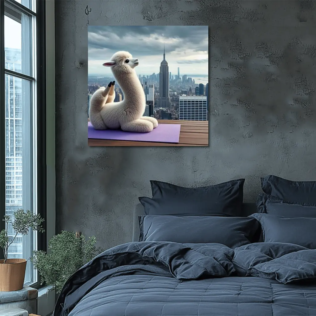 Alpaca Doing Yoga New York City – Wall Art