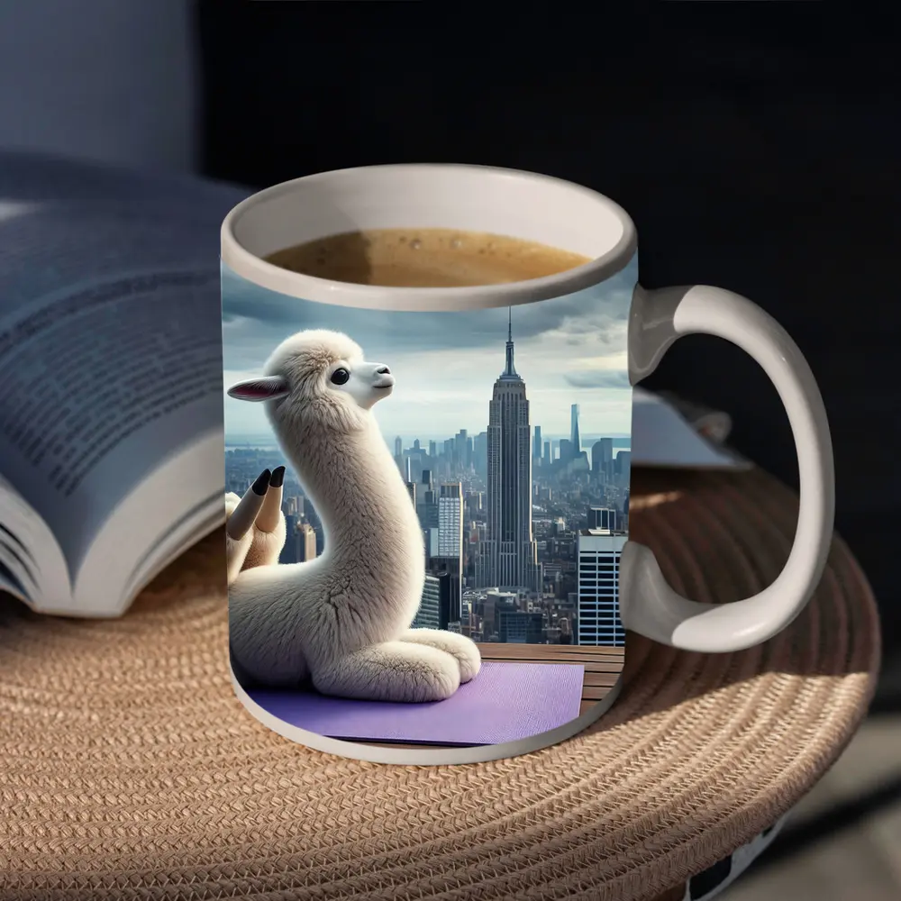 Alpaca Doing Yoga New York City – Mugs