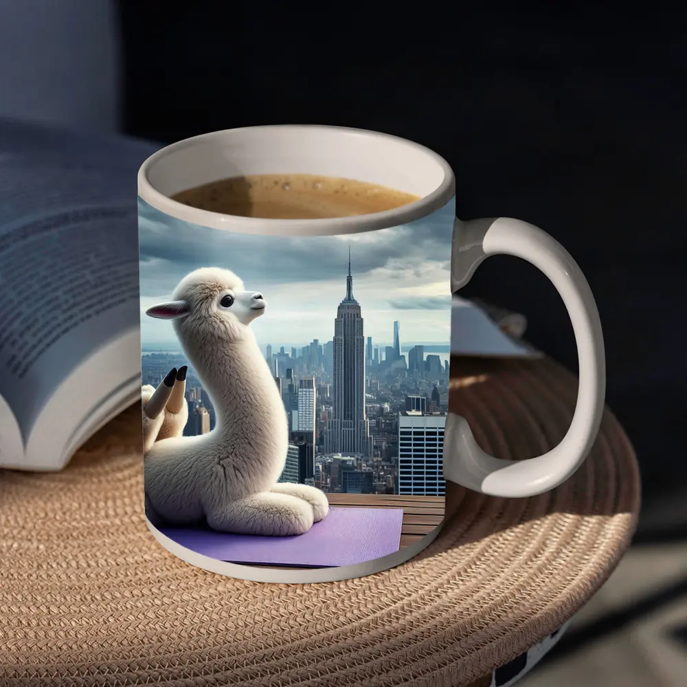 Alpaca Doing Yoga New York City – Mugs