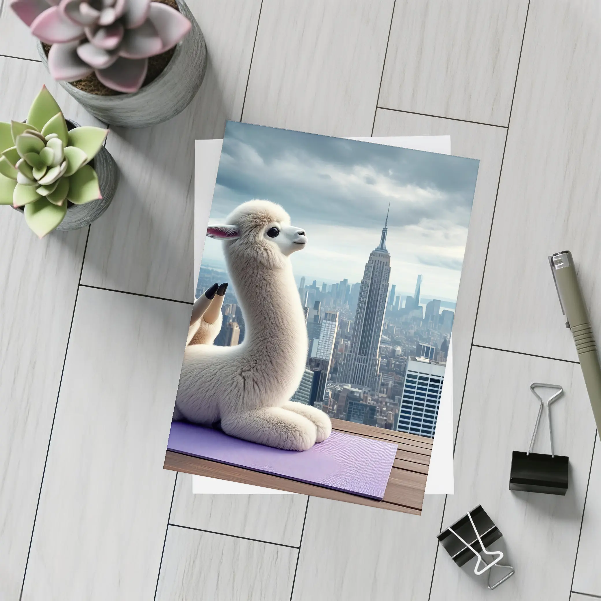 Alpaca Doing Yoga New York City – Postcards