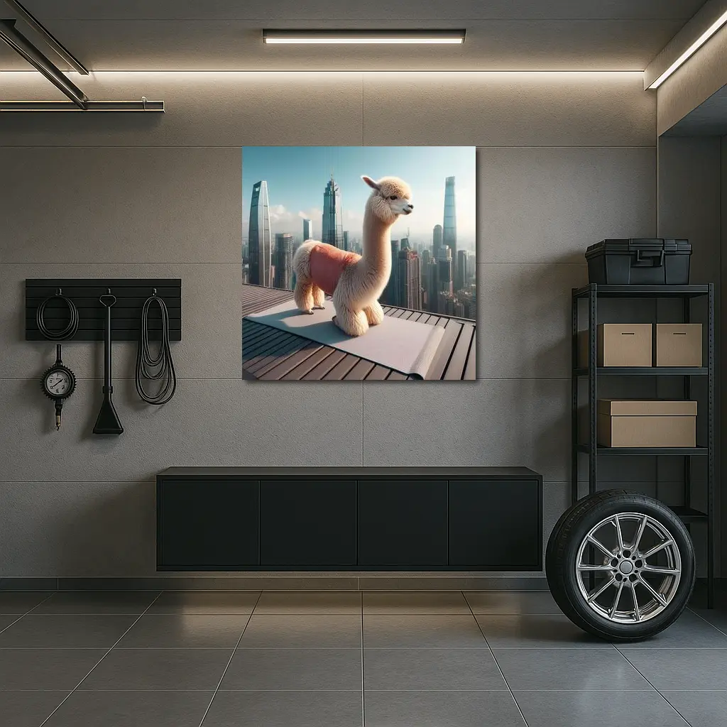 Fluffy Alpaca Yoga Mat City Skyline – Wall Art