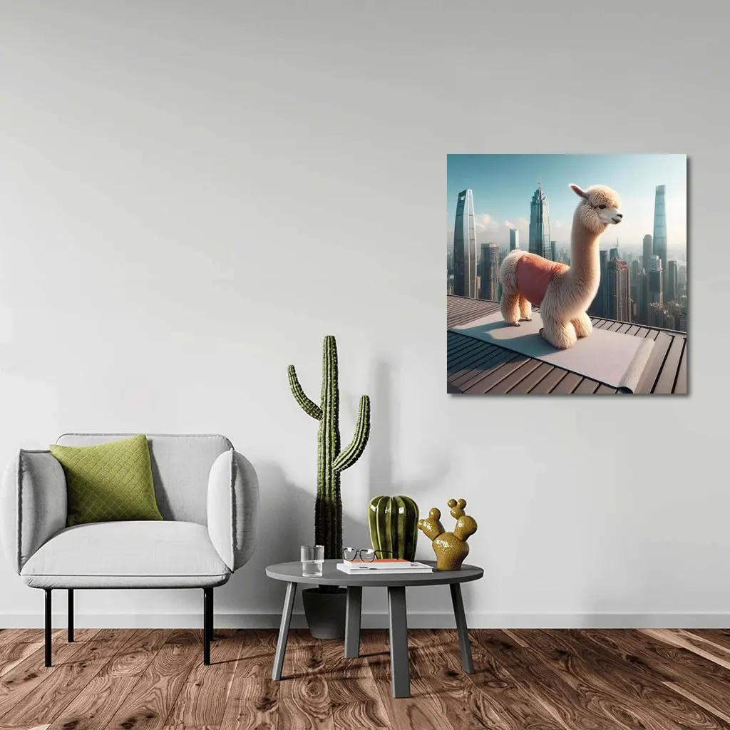 Fluffy Alpaca Yoga Mat City Skyline – Wall Art