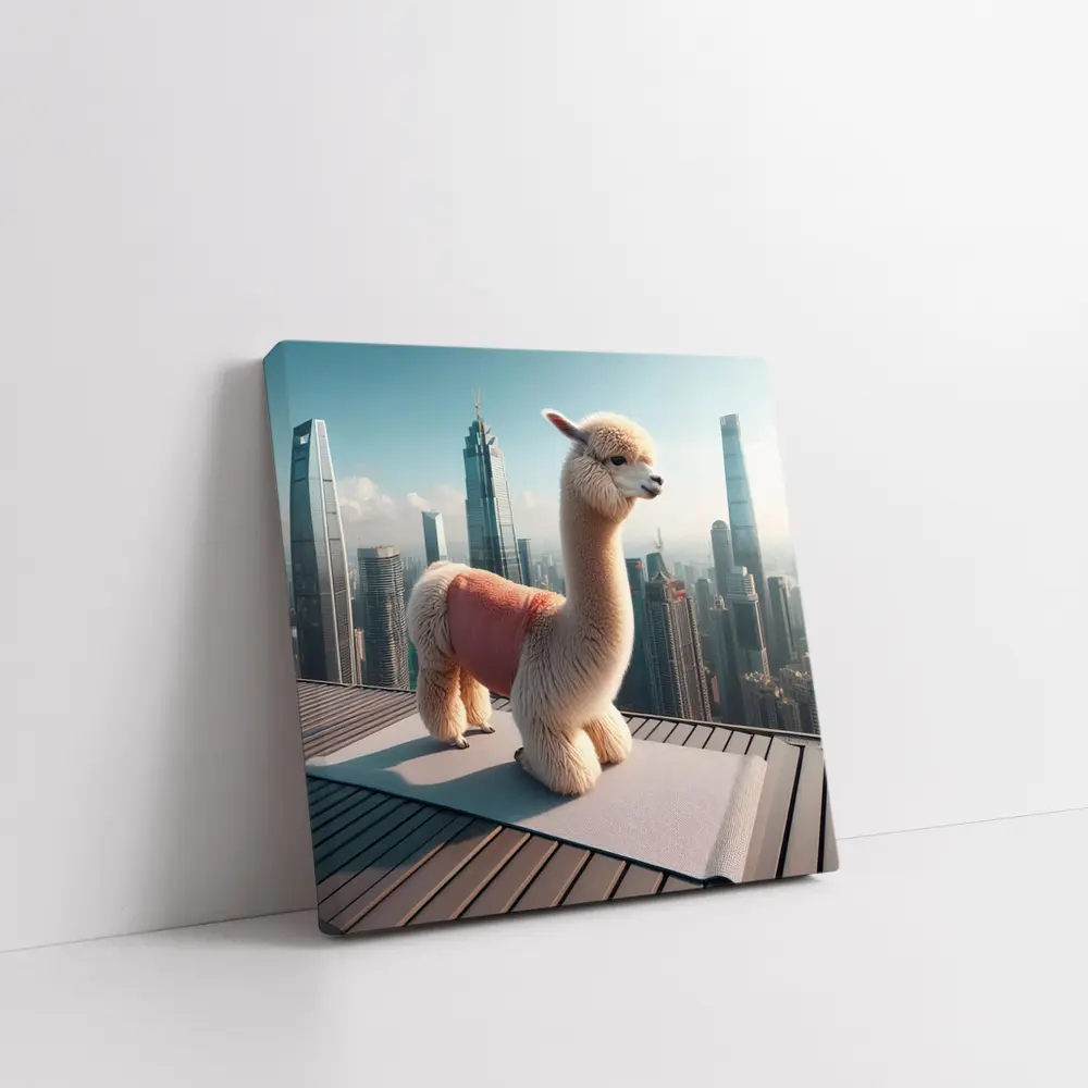 Fluffy Alpaca Yoga Mat City Skyline – Wall Art