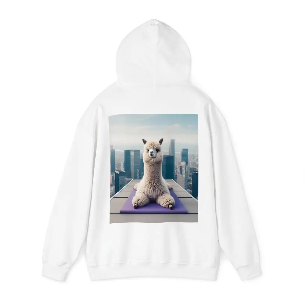 Alpaca Doing Yoga City Skyline – Hoodies