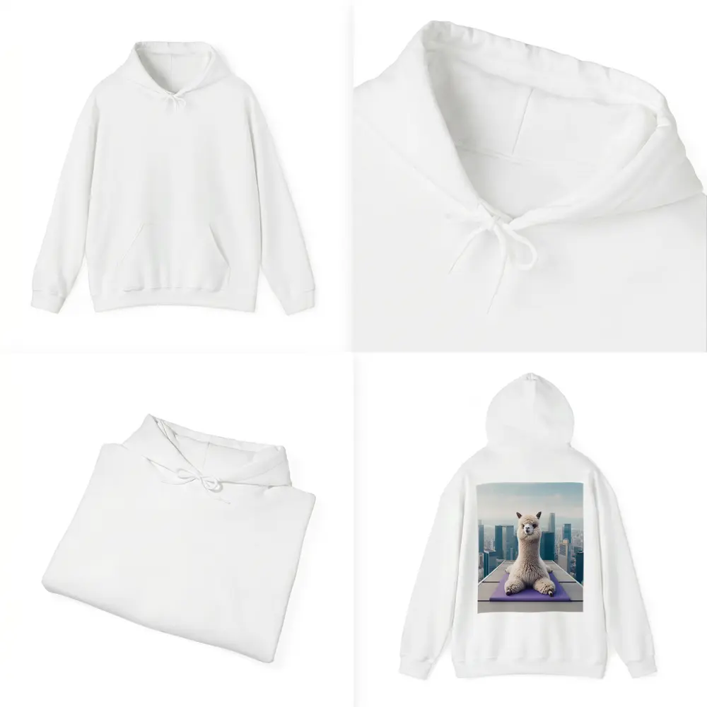Alpaca Doing Yoga City Skyline – Hoodies