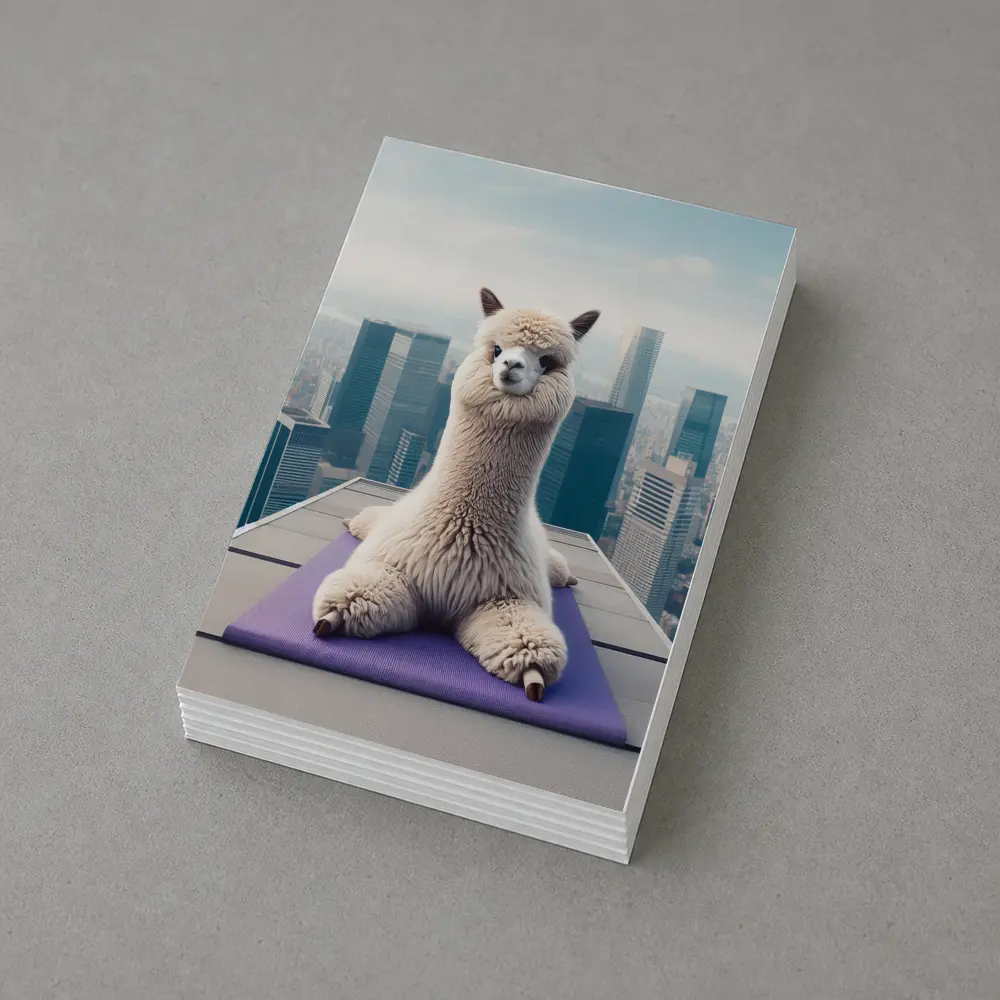 Alpaca Doing Yoga City Skyline – Postcards