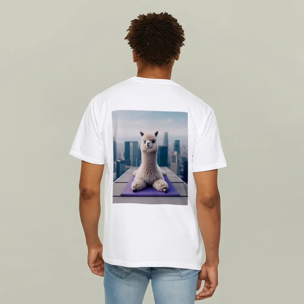 Alpaca Doing Yoga City Skyline – T-Shirts