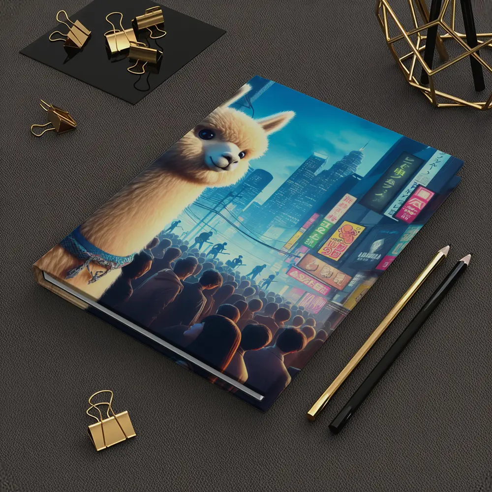 Alpaca Llama Neon City Street Night – Notebooks