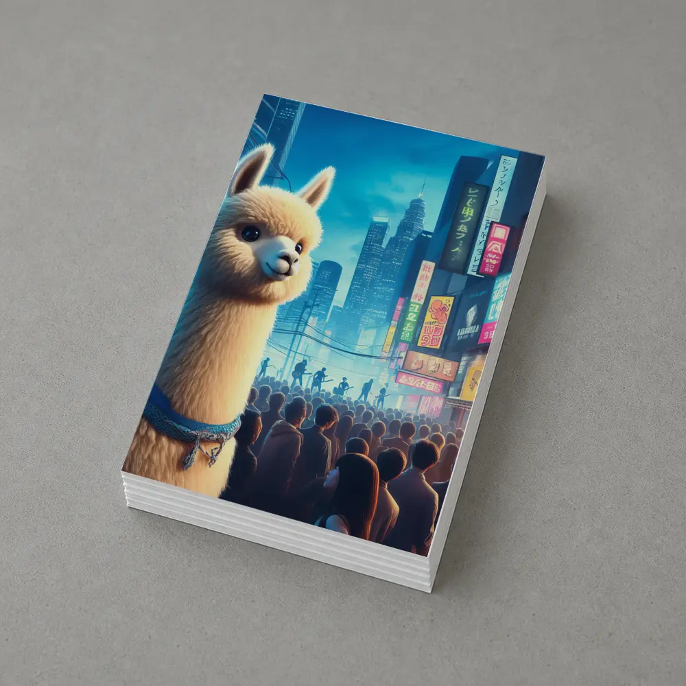 Alpaca Llama Neon City Street Night – Postcards