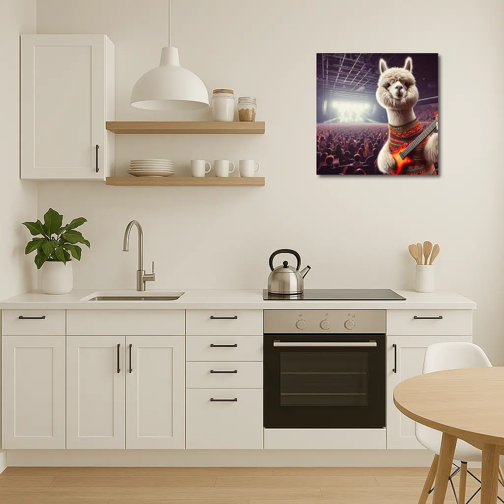 Alpaca Playing Guitar At Rock Concert – Wall Art
