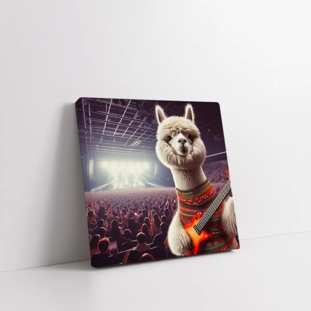 Alpaca Playing Guitar At Rock Concert – Wall Art