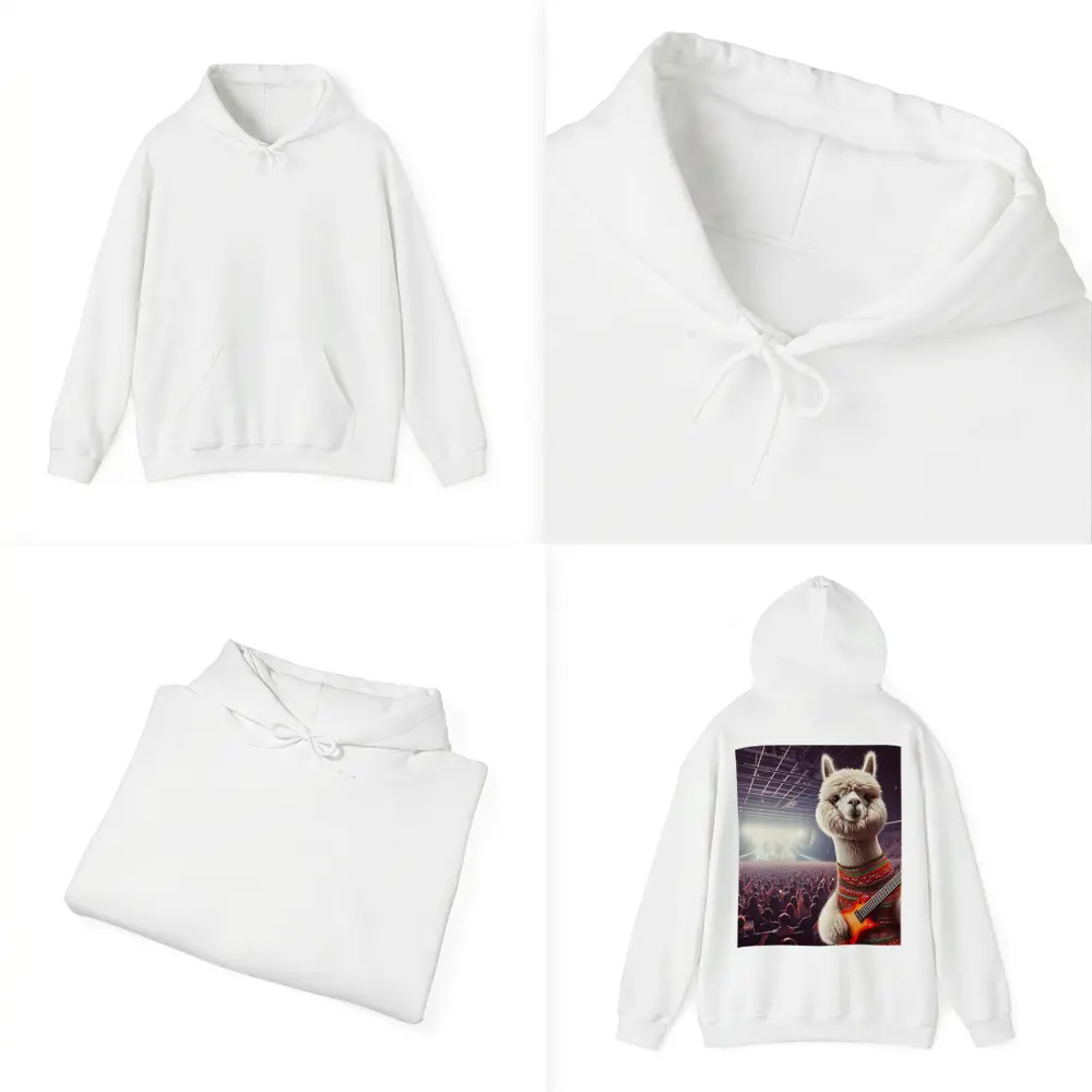 Alpaca Playing Guitar At Rock Concert – Hoodies