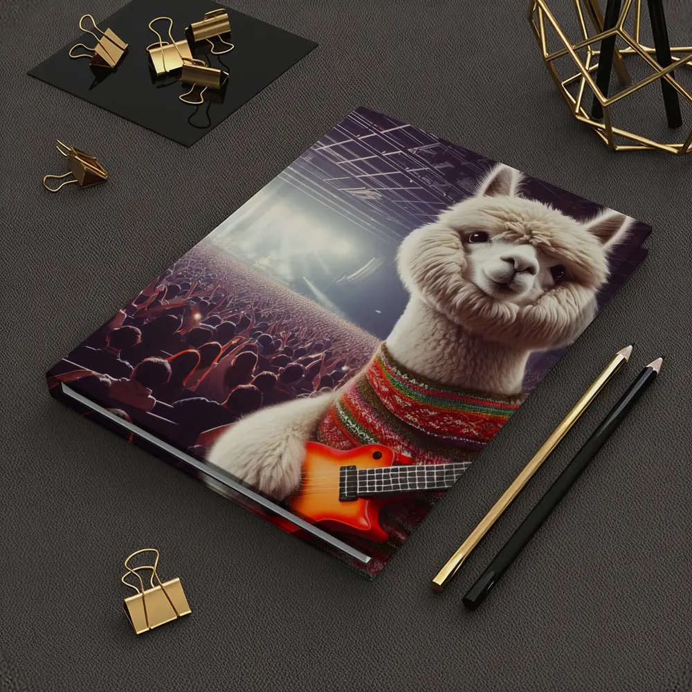 Alpaca Playing Guitar At Rock Concert – Notebooks