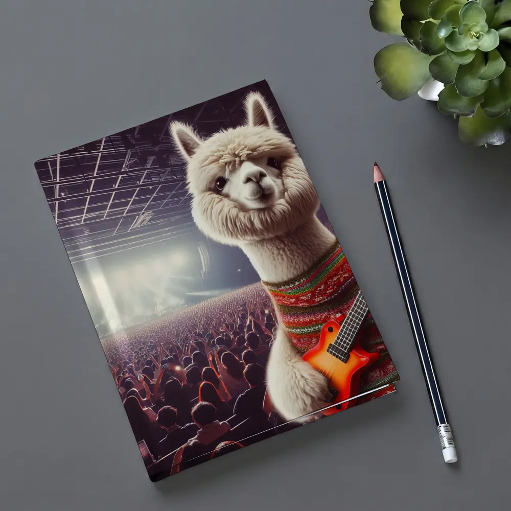 Alpaca Playing Guitar At Rock Concert – Notebooks