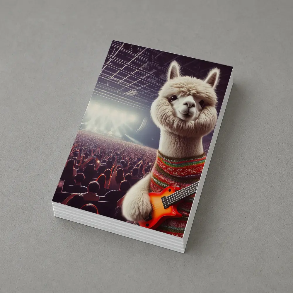 Alpaca Playing Guitar At Rock Concert – Postcards