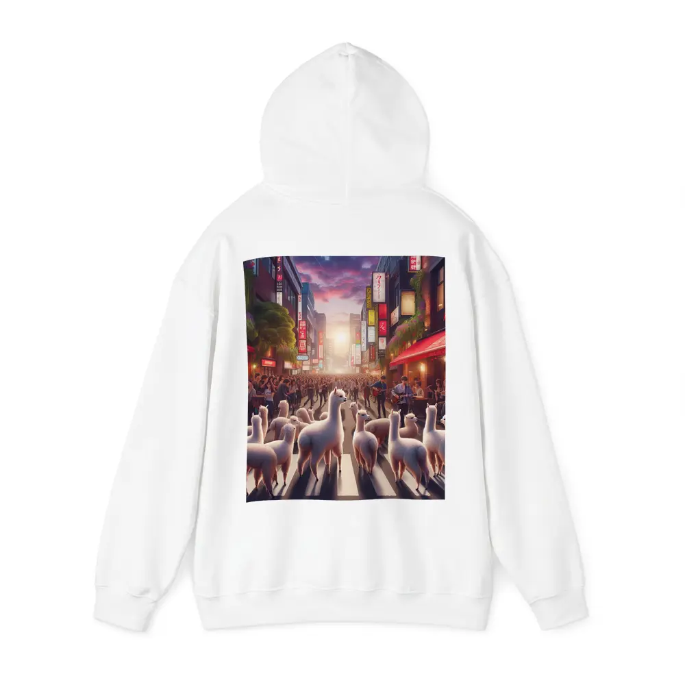 Alpacas Walking Through Busy Tokyo Street – Hoodies