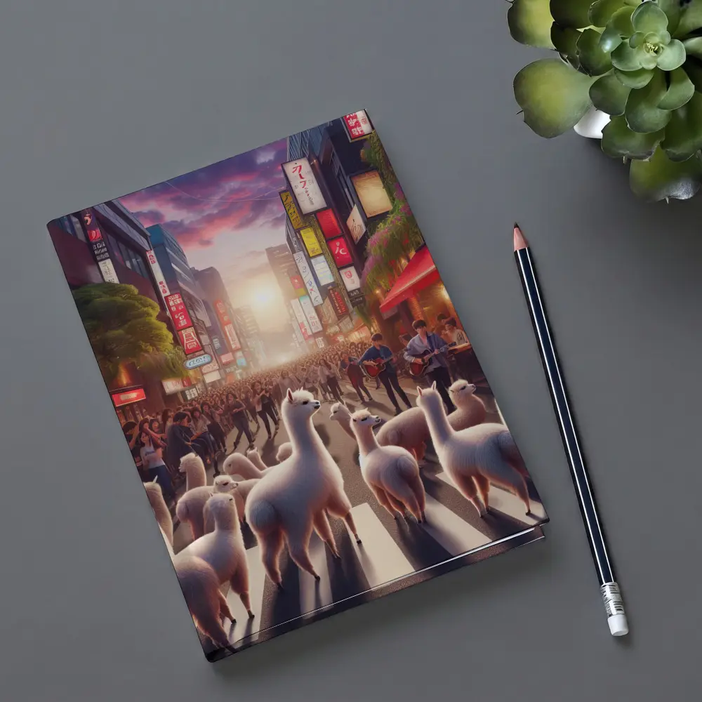 Alpacas Walking Through Busy Tokyo Street – Notebooks