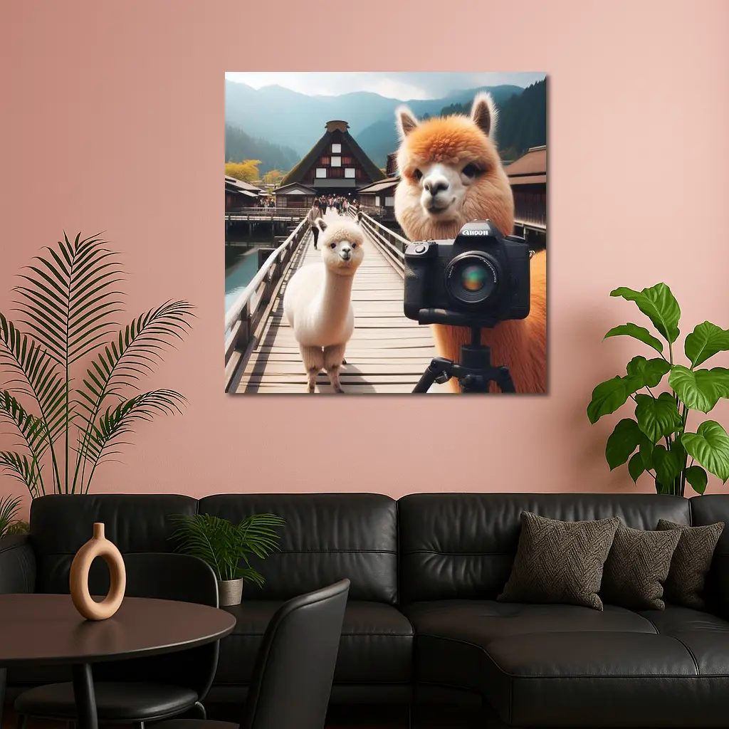 Alpaca Photographer Canon Camera Japan Village – Wall Art