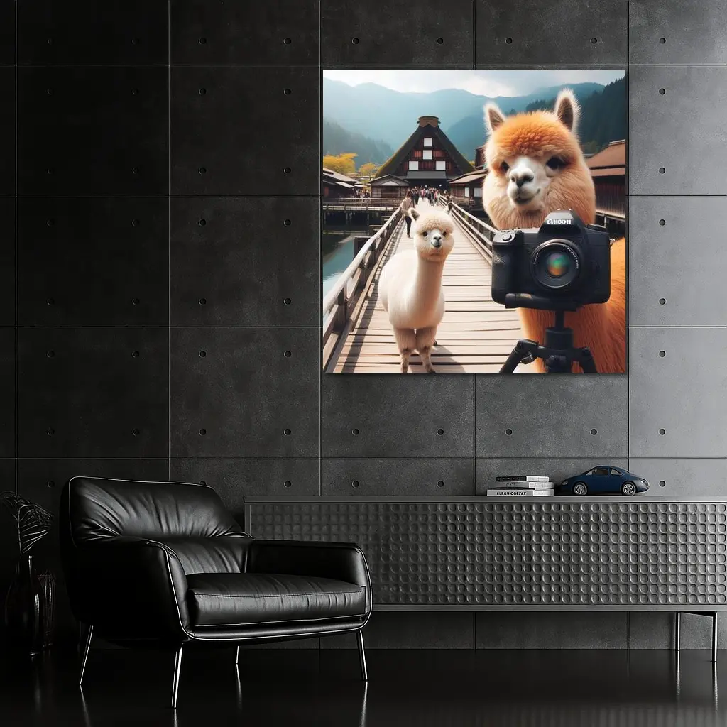 Alpaca Photographer Canon Camera Japan Village – Wall Art