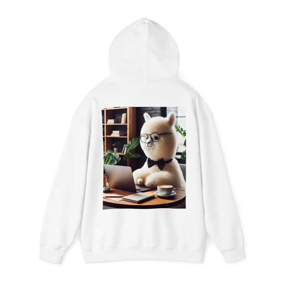 Fluffy Alpaca Working at Coffee Shop – Hoodies