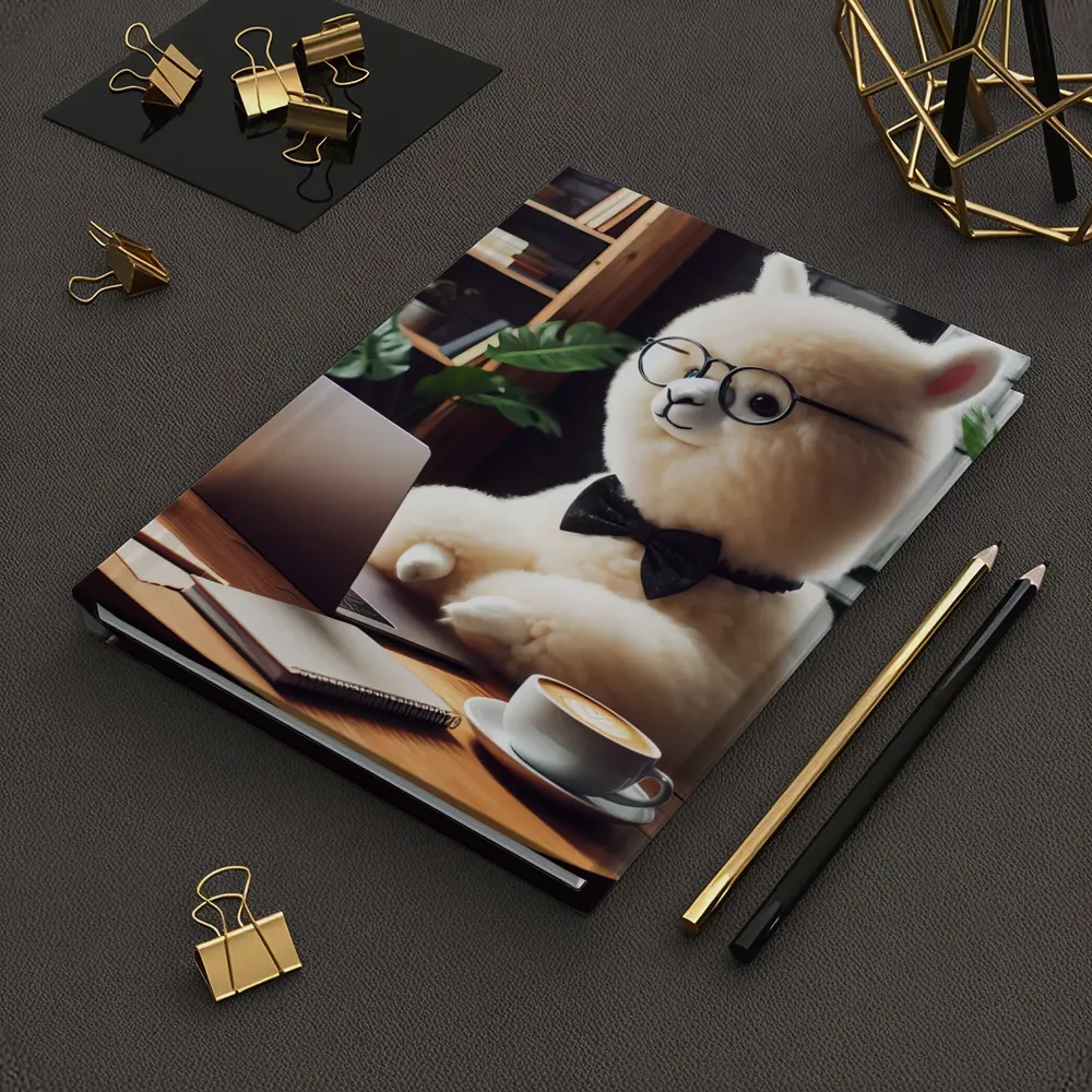Fluffy Alpaca Working at Coffee Shop – Notebooks