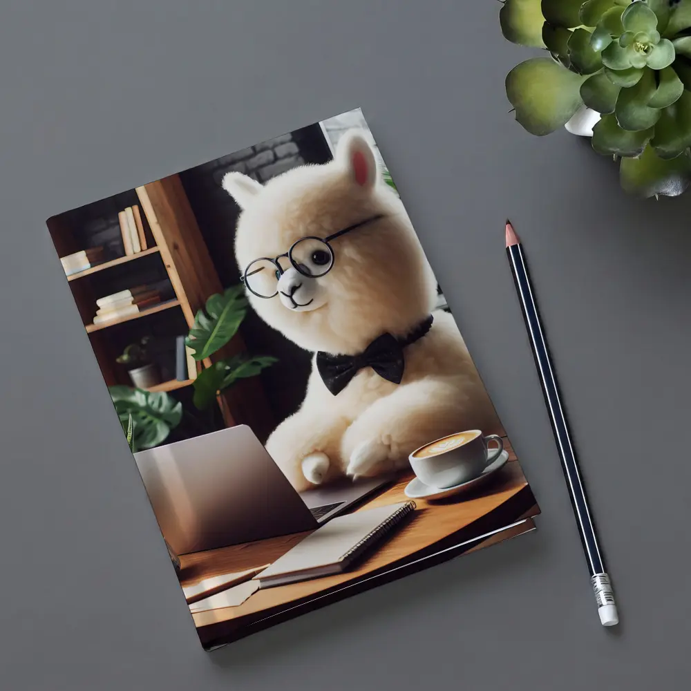 Fluffy Alpaca Working at Coffee Shop – Notebooks